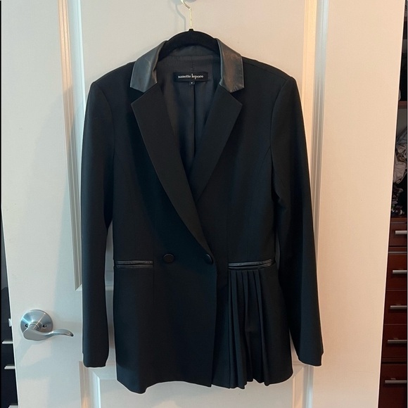 Nanette Lepore Black Jacket LeatherCollar Size 6 - Picture 1 of 16